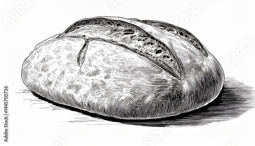 sourdough bread illustration hand drawn ink drawing of loaf of sourdough isolated on white background illustrations