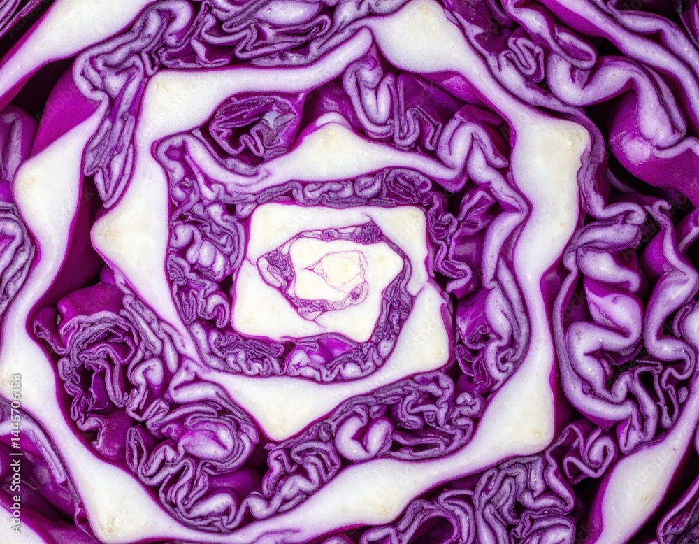 Obraz premium Red Cabbage Cross Section Close-up