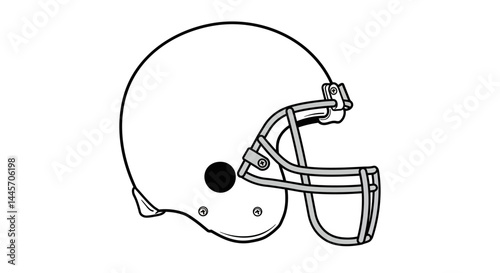 Partial View of a Simple Line Art Football Helmet