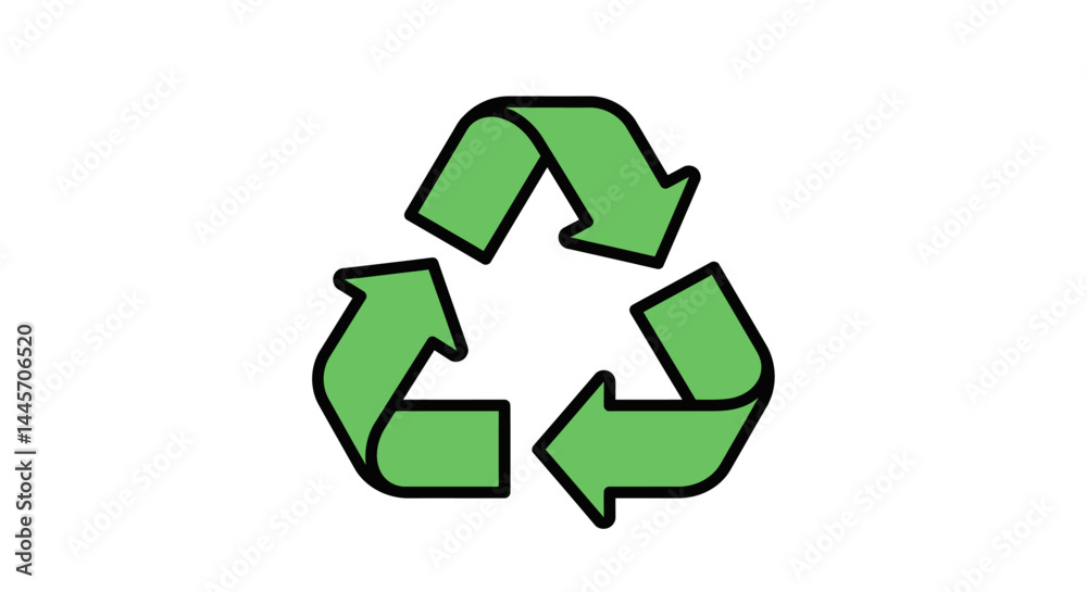 Simple Green Recycling Symbol with Bold Outline Simple Green Recycling Symbol with Bold Outline