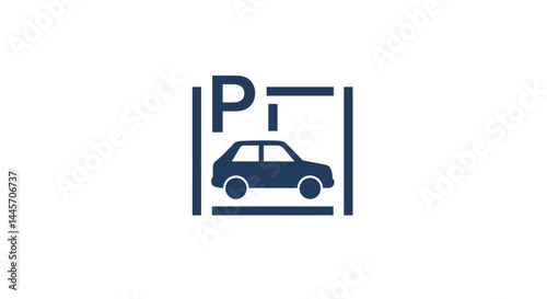 Simple Parking Space Symbol with Car Illustration photo