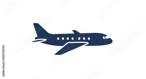 Simple Silhouette of a Commercial Airplane in Profile View
