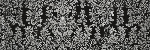Intricate damask pattern, high-contrast black & white, seamless repeat , style, graphic, arabesque