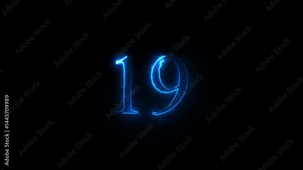 A neon text number 19 animation icon. A neon text number 19 animation icon.