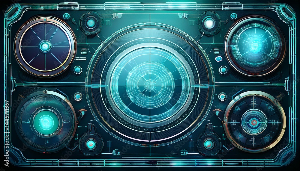 Fototapeta premium military sonar screen digital interface