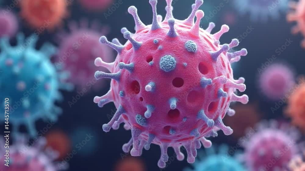Intricate Microscopic View of a Virus Particle Under High Magnification Intricate Microscopic View of a Virus Particle Under High Magnification
