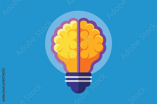 A light bulb creatively combines elements of a brain, symbolizing innovation and intelligence, all set against a vibrant blue backdrop that enhances the visual impact.
