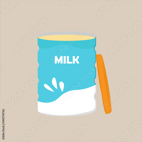 vector of powdered milk formula for babies and children in cans
