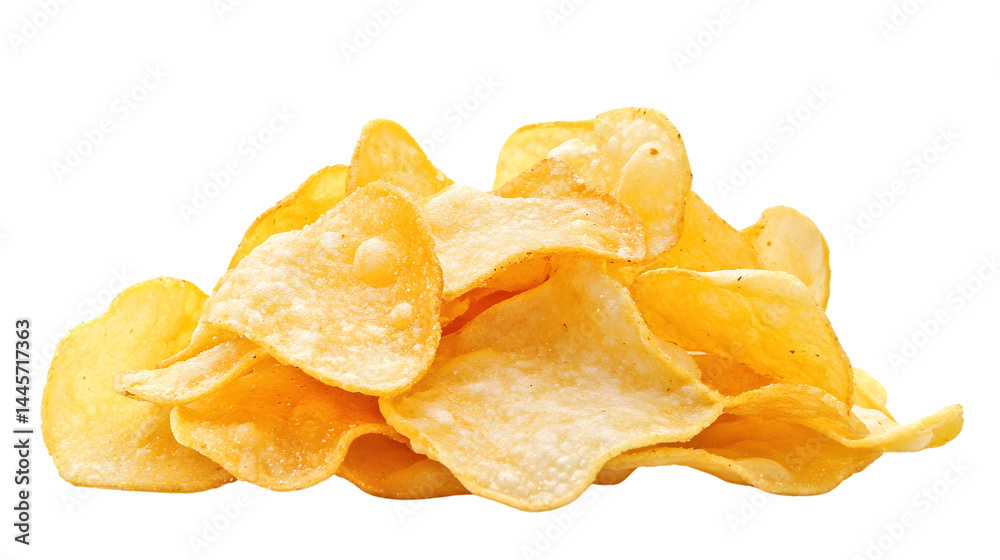 Crunchy Potato Chips on Transparent Background for Snack Packaging Design Crunchy Potato Chips on Transparent Background for Snack Packaging Design