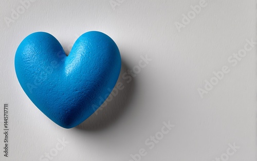 Textured blue heart casting soft shadow