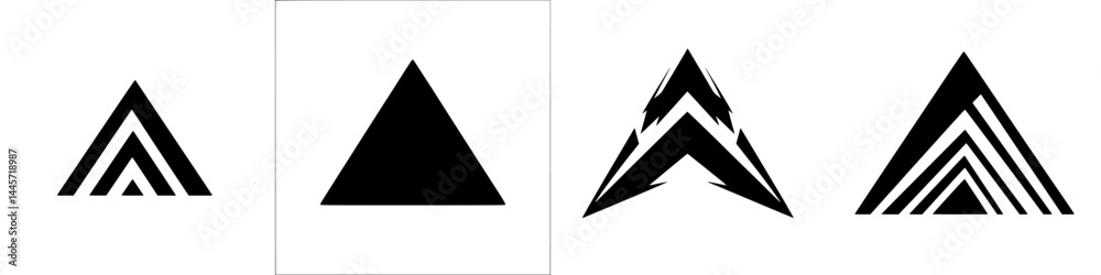 Vector illustration of diverse triangular shapes in black and white design suitable for modern art and graphic projects
