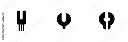 Unique vector icons depicting common tools for various repair and assembly tasks in black and white color scheme