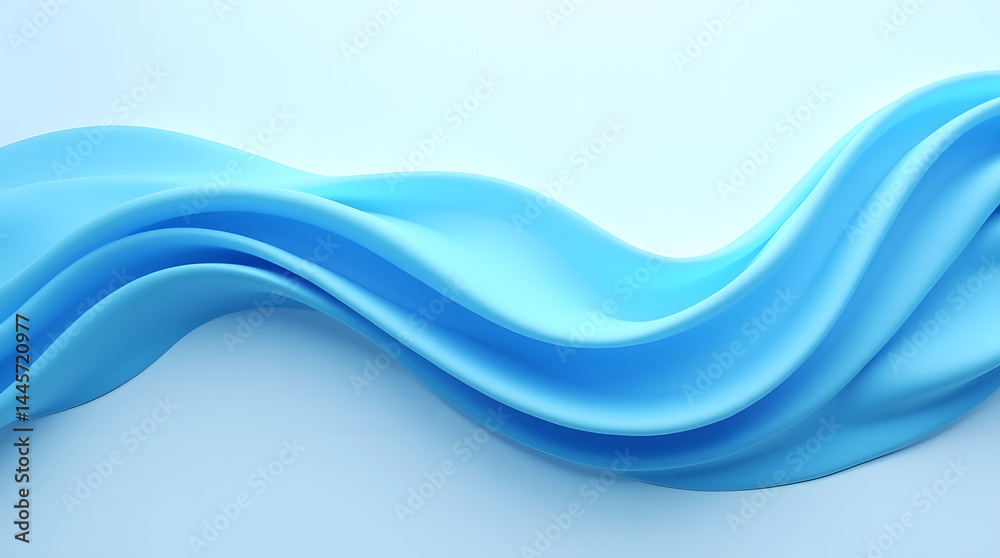 Fototapeta premium A flowing wave of soft blue fabric creates a serene and calming visual effect.
