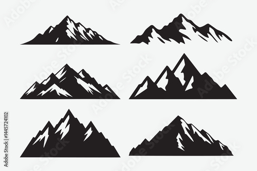 silhouette mountain logo set