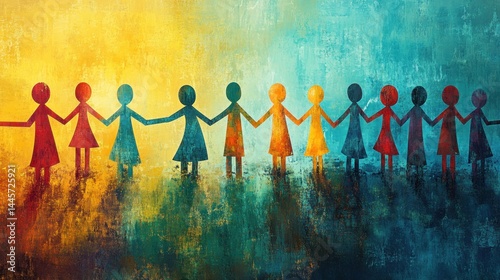 Unity of diverse women hand in hand