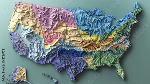 US map with diverse regions