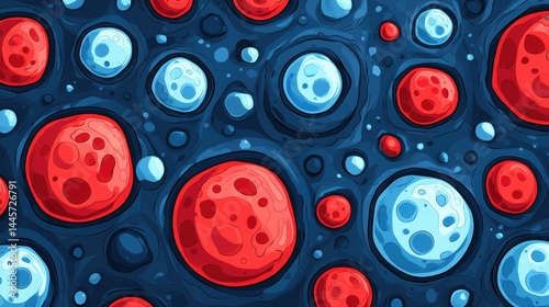 Colorful abstract representation of planets and moons in space with a dark background evoking a cosmic atmosphere photo
