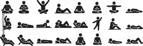 yoga fitness pose stretching exercise icon meditation wellness calm silhouette