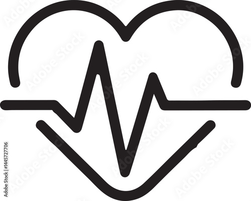 Heartbeat Line in Heart Shape – Medical and Health Vector Icon
