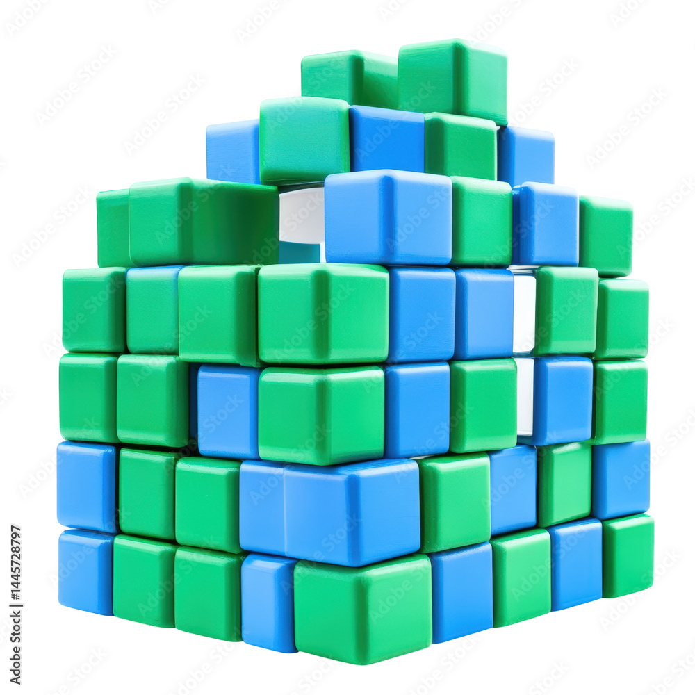 Close up of colorful plastic interlocking building blocks stacked in a pyramid shape with a white background perfect for toy and construction themes Close up of colorful plastic interlocking building blocks stacked in a pyramid shape with a white background perfect for toy and construction themes