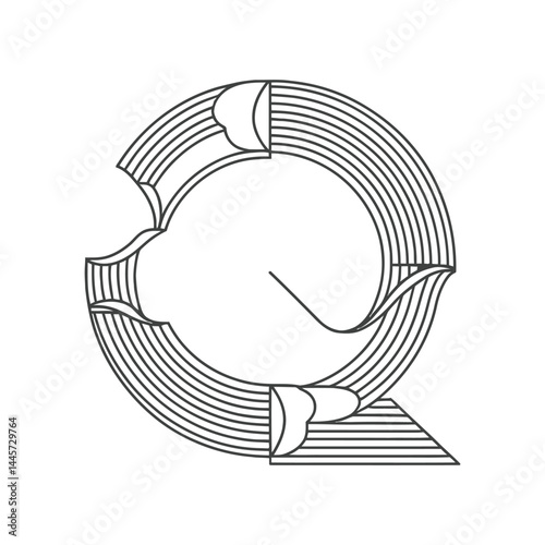 Modern minimalist initial letter Q logo, Minimal shape alphabet letter Q icon 