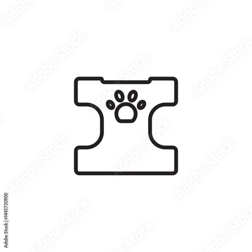An icon of a pet harness with a paw print design on the chest area.