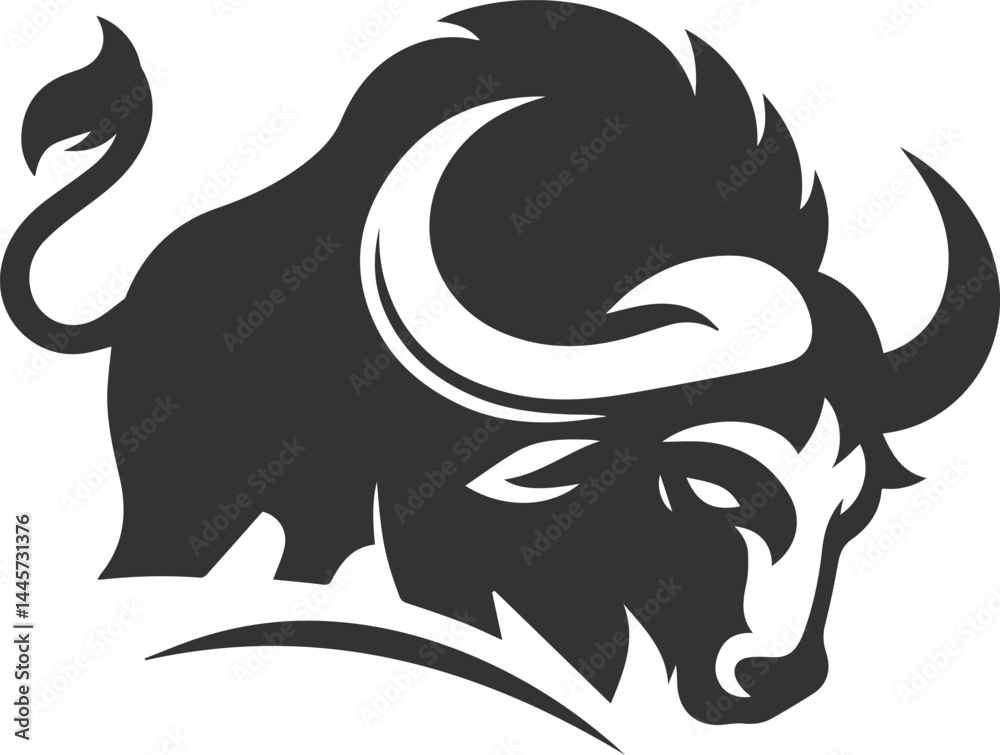 Fototapeta premium Vector silhouette of buffalo