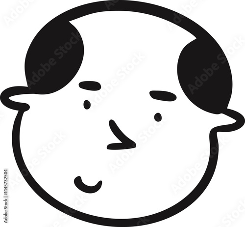 Head Icon Character black and white vector illustration