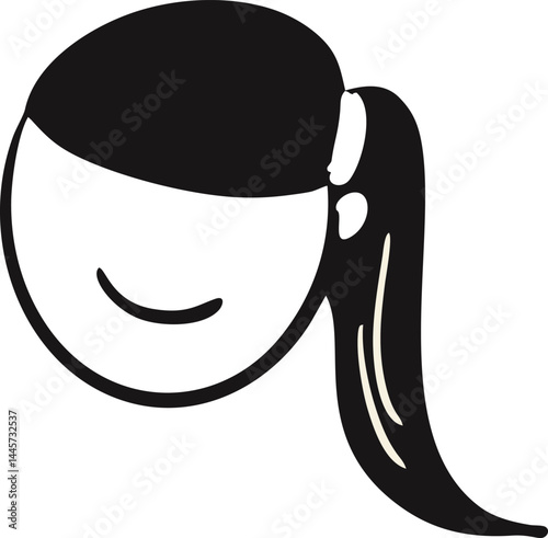 Head Icon Character black and white vector illustration