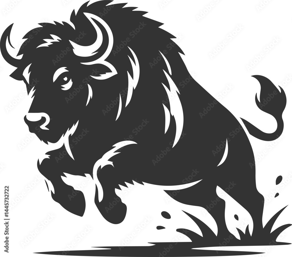 Obraz premium Vector silhouette of buffalo