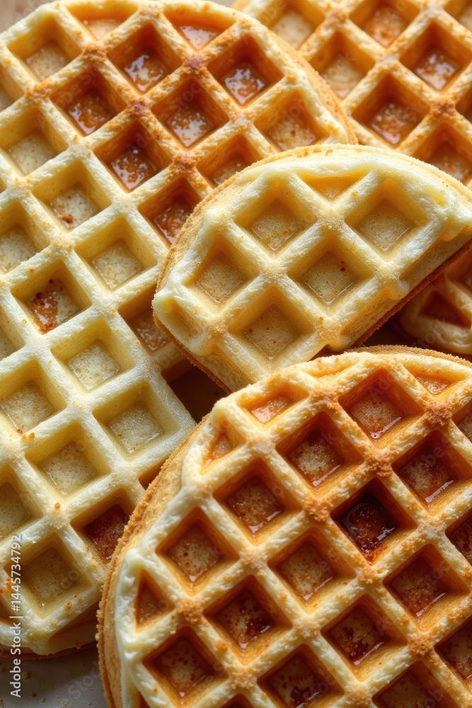 Waffle texture with crispy edges and soft interior, high resolution waffle, high detail waffle
