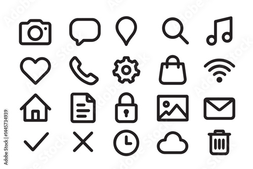 Iconic Set: A comprehensive set of modern, minimalist icons, meticulously crafted to enhance digital interfaces and user experiences. Designed for a sleek and intuitive look.