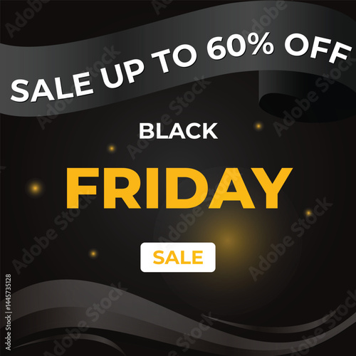 Black Friday Sale Banner – Up to 60% Off Promotional Discount Design

