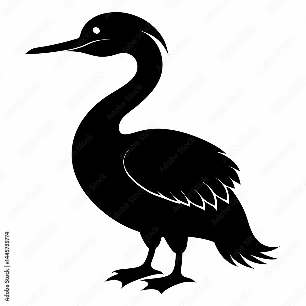 Black Silhouette of a Cormorant Vector Black Silhouette of a Cormorant Vector