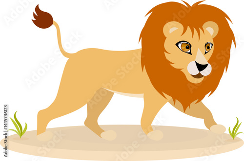 Cute zoo. Vector animals. The lion is coming. Vector collection of animals. Isolated