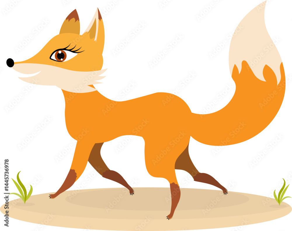 Cute zoo. Vector animals. The cute little fox is running. Vector collection of animals. Isolated Cute zoo. Vector animals. The cute little fox is running. Vector collection of animals. Isolated