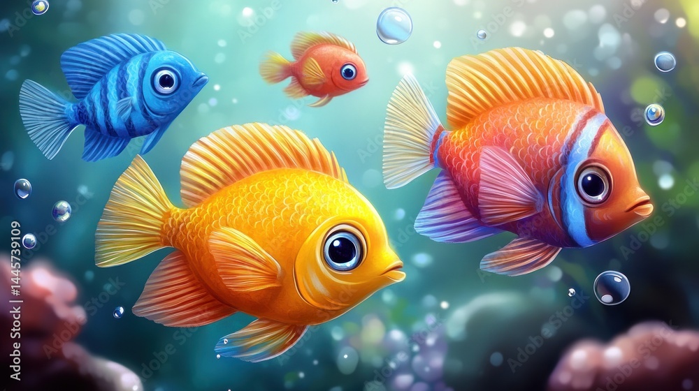 Fototapeta premium Vibrant tropical fish underwater