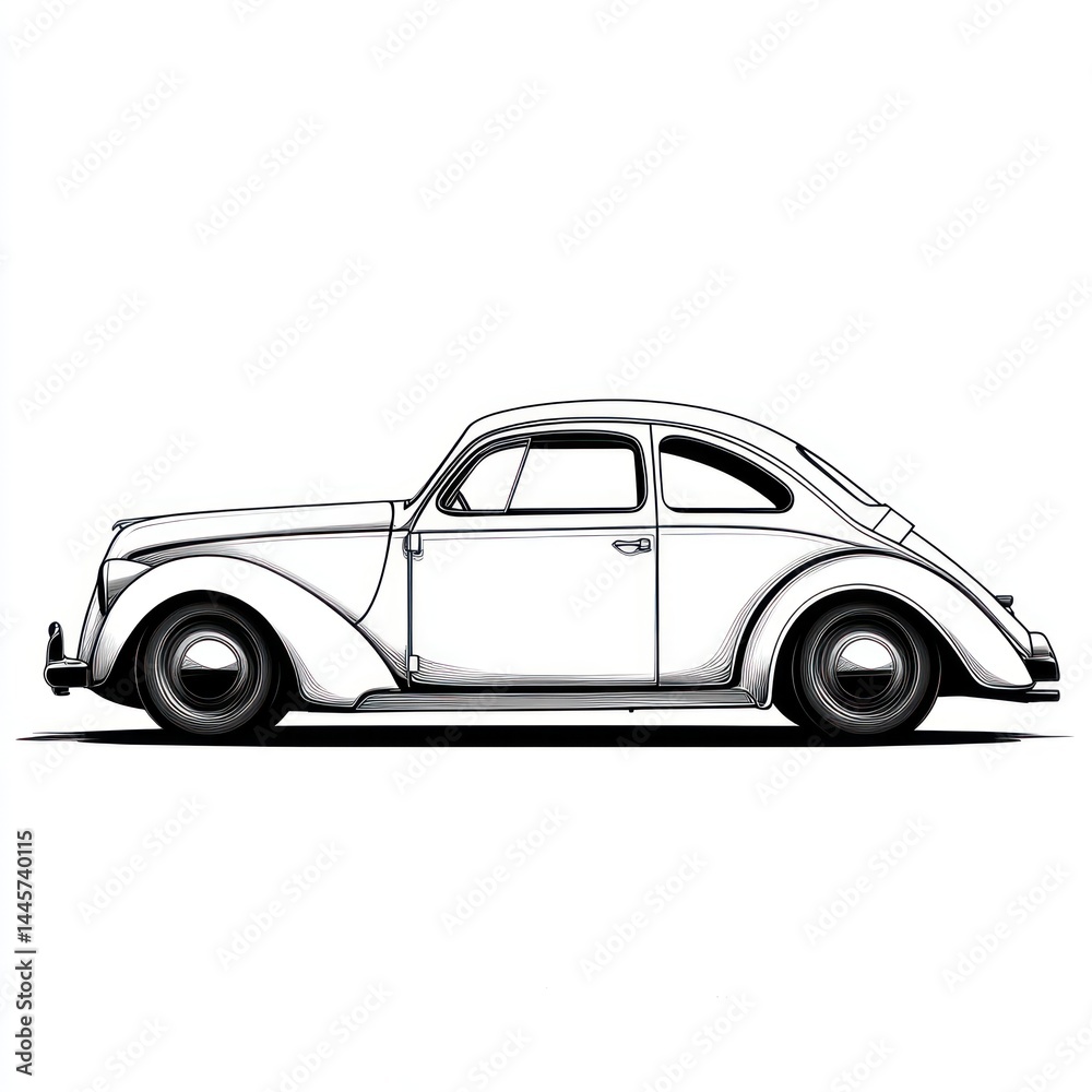 Obraz premium Vintage car outline drawing