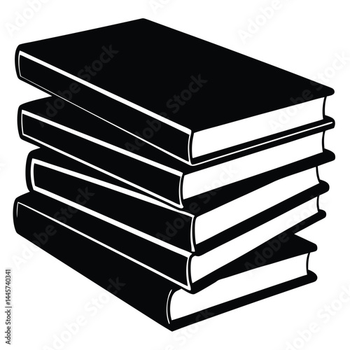 Isolated Black Vector writer using elements hardcover stack With White Background