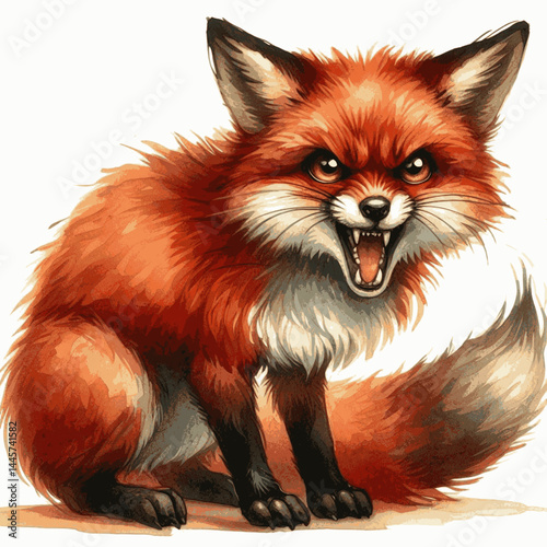 Furious Brushstrokes fox angry isolated watercolor vector illustration svg 