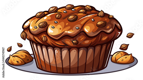 Warm chocolate muffin bursting with cocoa goodness.
Crumbly edges and soft center create depth and realism.
Ideal for menu design, packaging, or illustration.
Isolated cleanly, ready for any visual pr