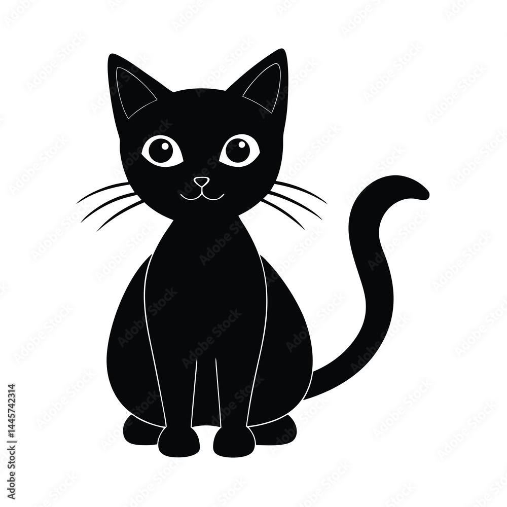 Fototapeta premium black cat cartoon silhouette vector illustration