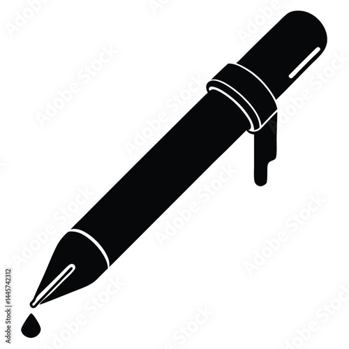 Isolated Black Vector writer using elements horror  bloody pen  With White Background