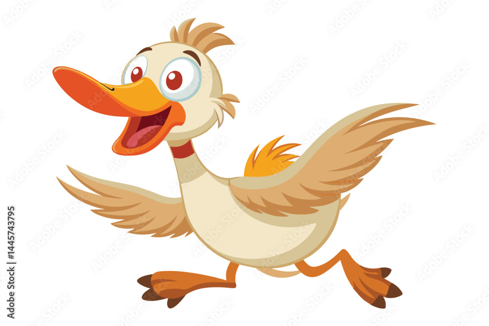 A cartoon duck with a bright orange beak and fluffy feathers happily runs with an excited expression, embodying a playful and cheerful spirit in a colorful animated environment. A cartoon duck with a bright orange beak and fluffy feathers happily runs with an excited expression, embodying a playful and cheerful spirit in a colorful animated environment.