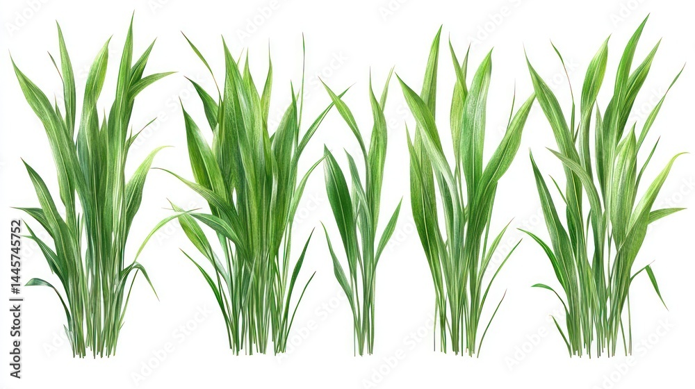 Fototapeta premium Vivid green grass clusters isolated