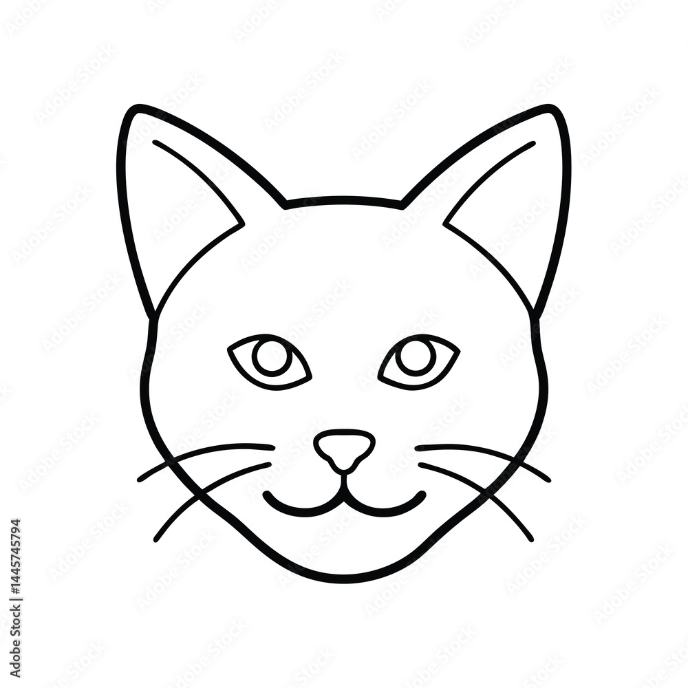 Fototapeta premium cat face silhouette vector icon minimal cute 23