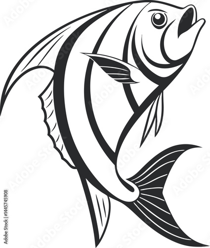fish silhouette vector minimal style black on