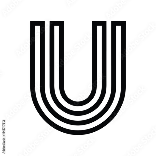 Modern minimalist initial letter U logo, Minimal shape alphabet letter U icon 