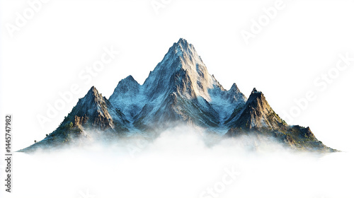 Majestic Mountain Peaks with Fog and Snow