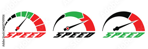 Speedometer logo design, different speedometer icon,  Fast and Speed logo, performance logo, Speedometer dial symbol, auto speedometer, the speed of a vehicle. RPM with vector illustration.